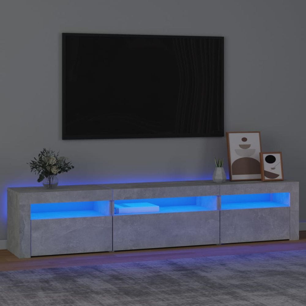 Vidaxl TV skrinka s LED svetlami betónová sivá 195x35x40 cm